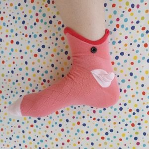 Fish Socks Cute Pink Looks Like It's Eating Foot Button Eyes Comfy